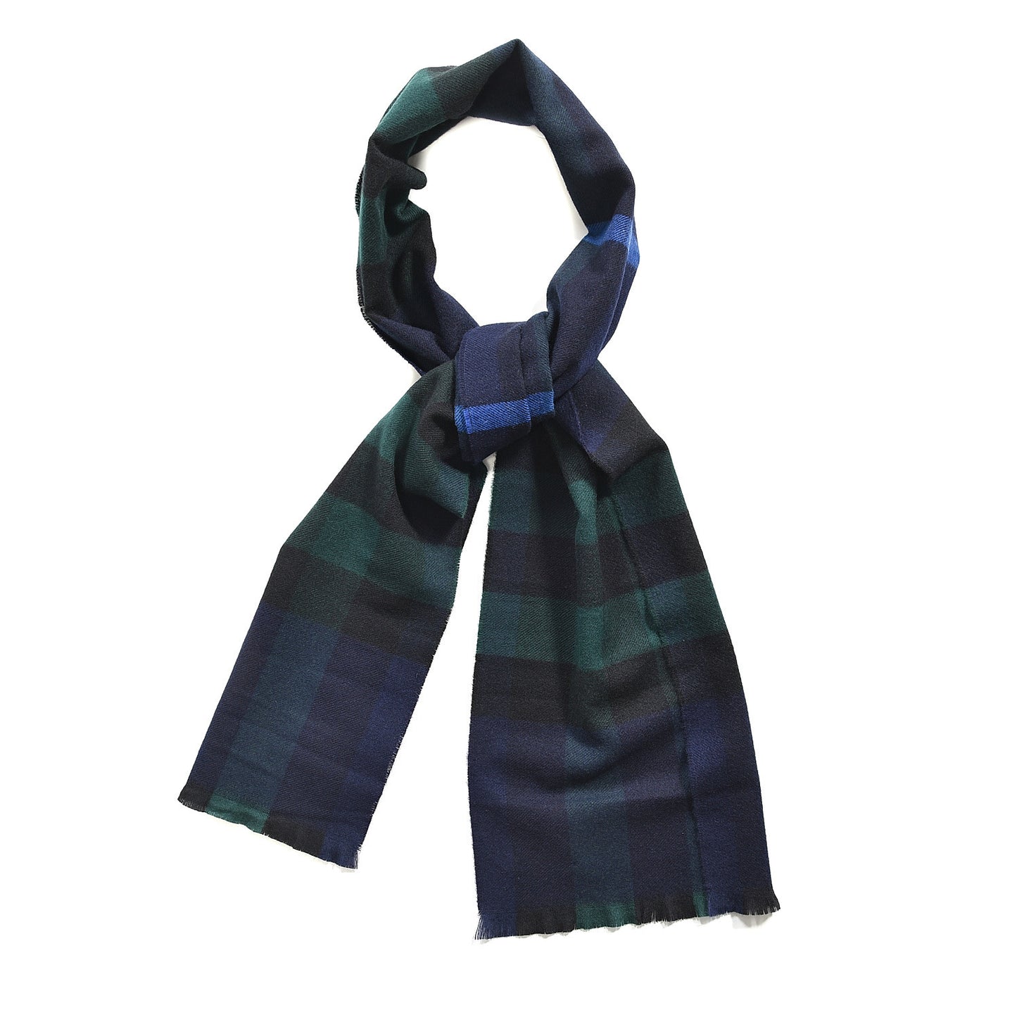 Wool Cashmere Giant Exploded Check Fringe Scarf Blue