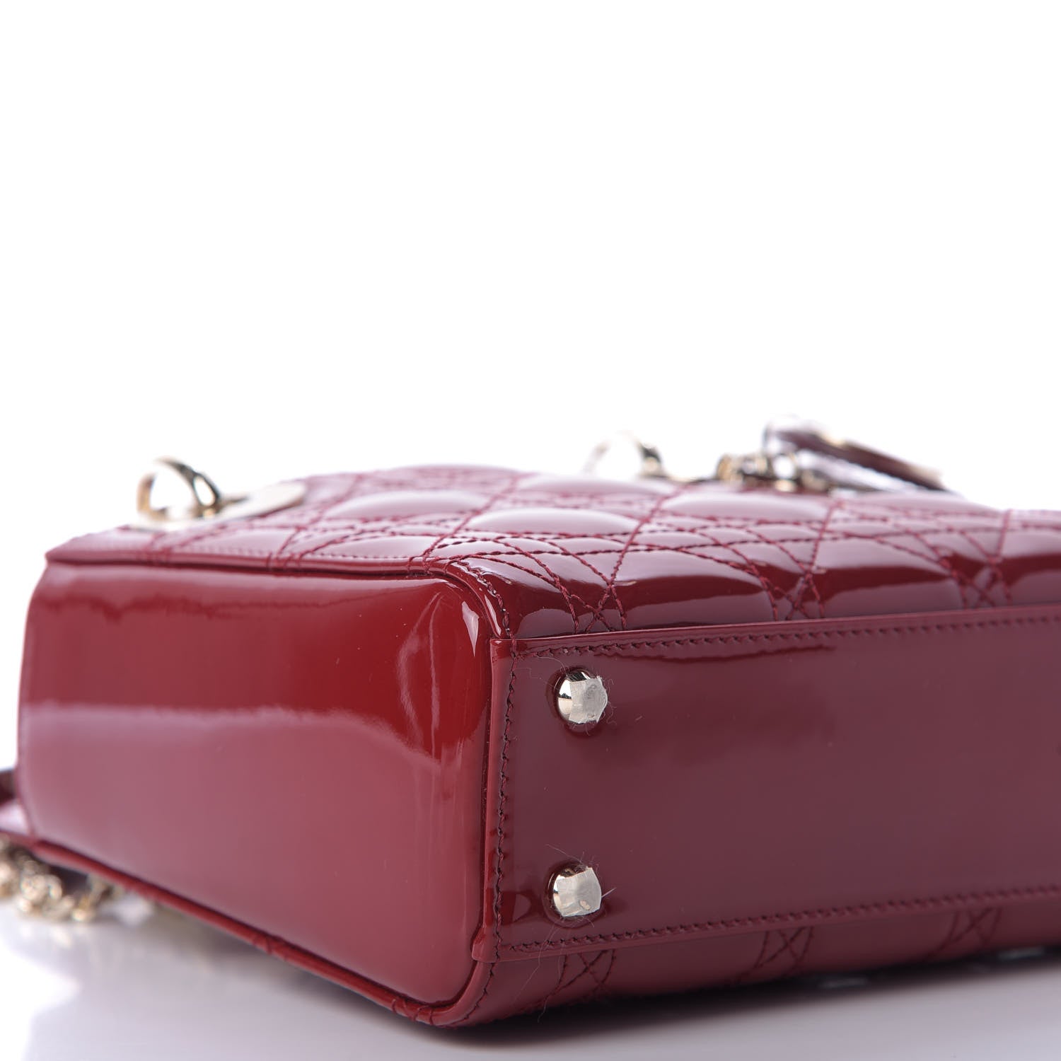 Christian Dior Patent Cannage Mini Lady Dior Red 6 of 9