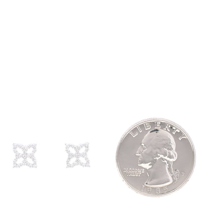 Roberto Coin 18K White Gold Diamond Pave 8mm Princess Flower Small Stud Earrings 2 of 5