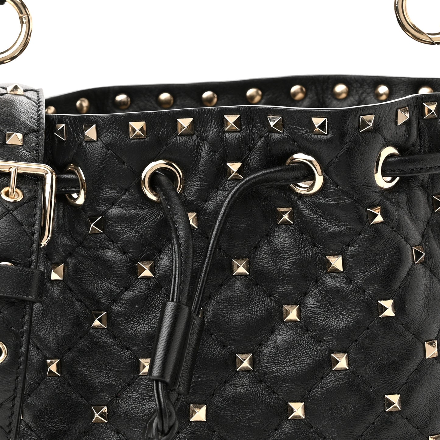 Nappa Mini Rockstud Spike Bucket Bag Black