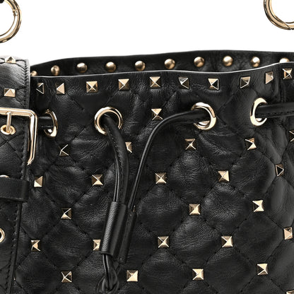 Valentino Garavani Nappa Mini Rockstud Spike Bucket Bag Black 7 of 11