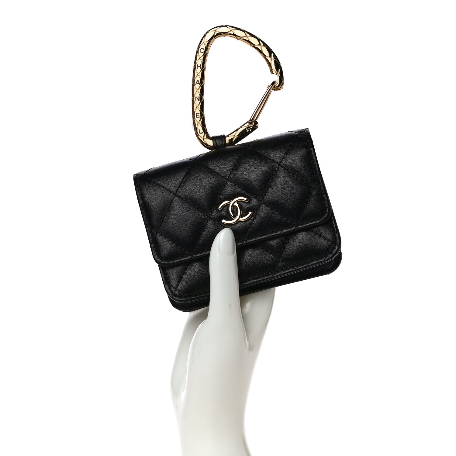 Chanel Lambskin Quilted CC Hook Card Holder Black 2 of 14