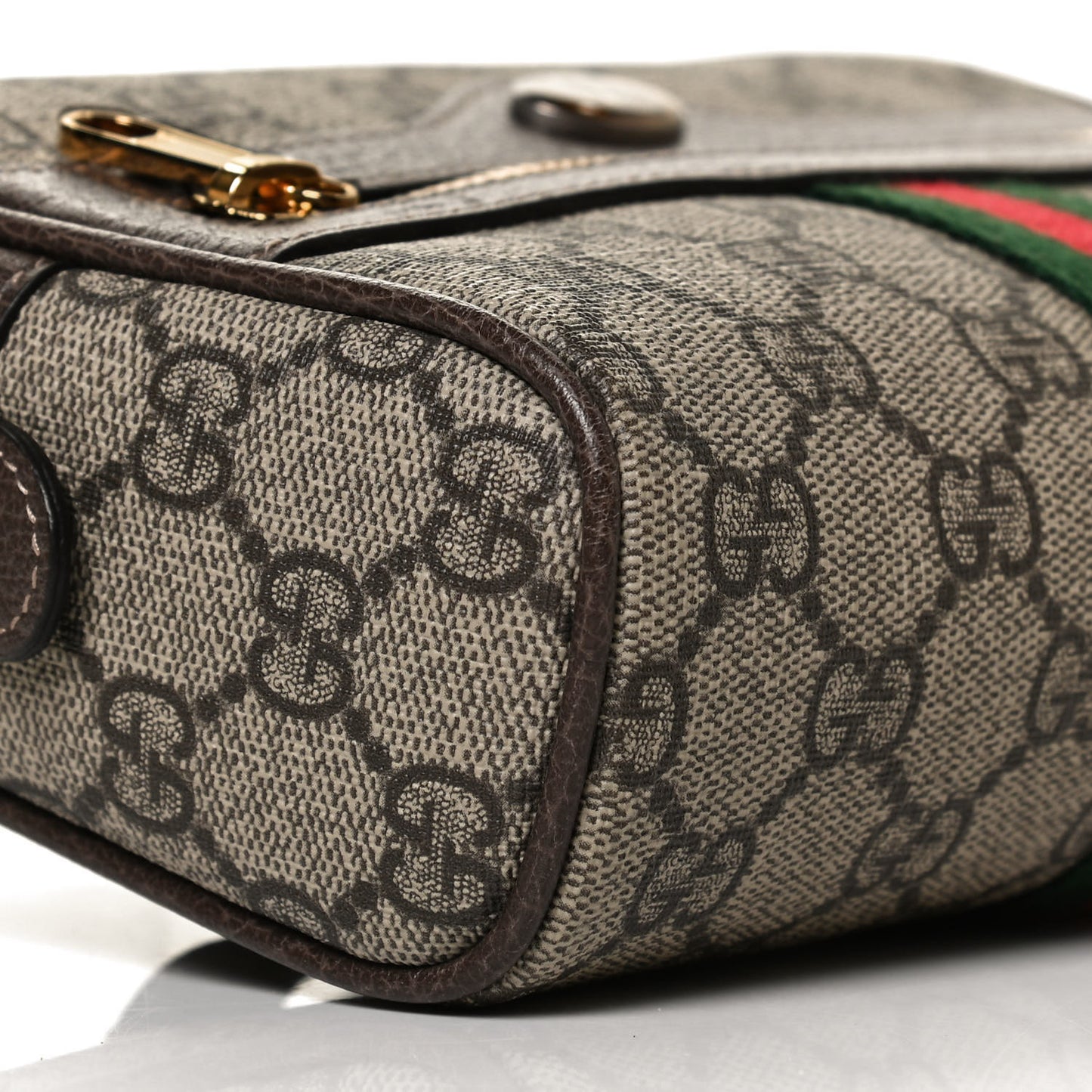 GG Supreme Monogram Web Small Ophidia Belt Bag 95 38 Dark Brown