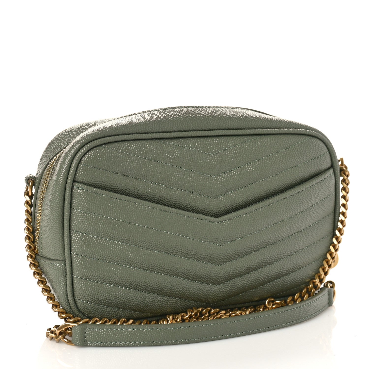 Saint Laurent Grain De Poudre Matelasse Monogram Mini Lou Camera Bag Light Sage 3 of 8
