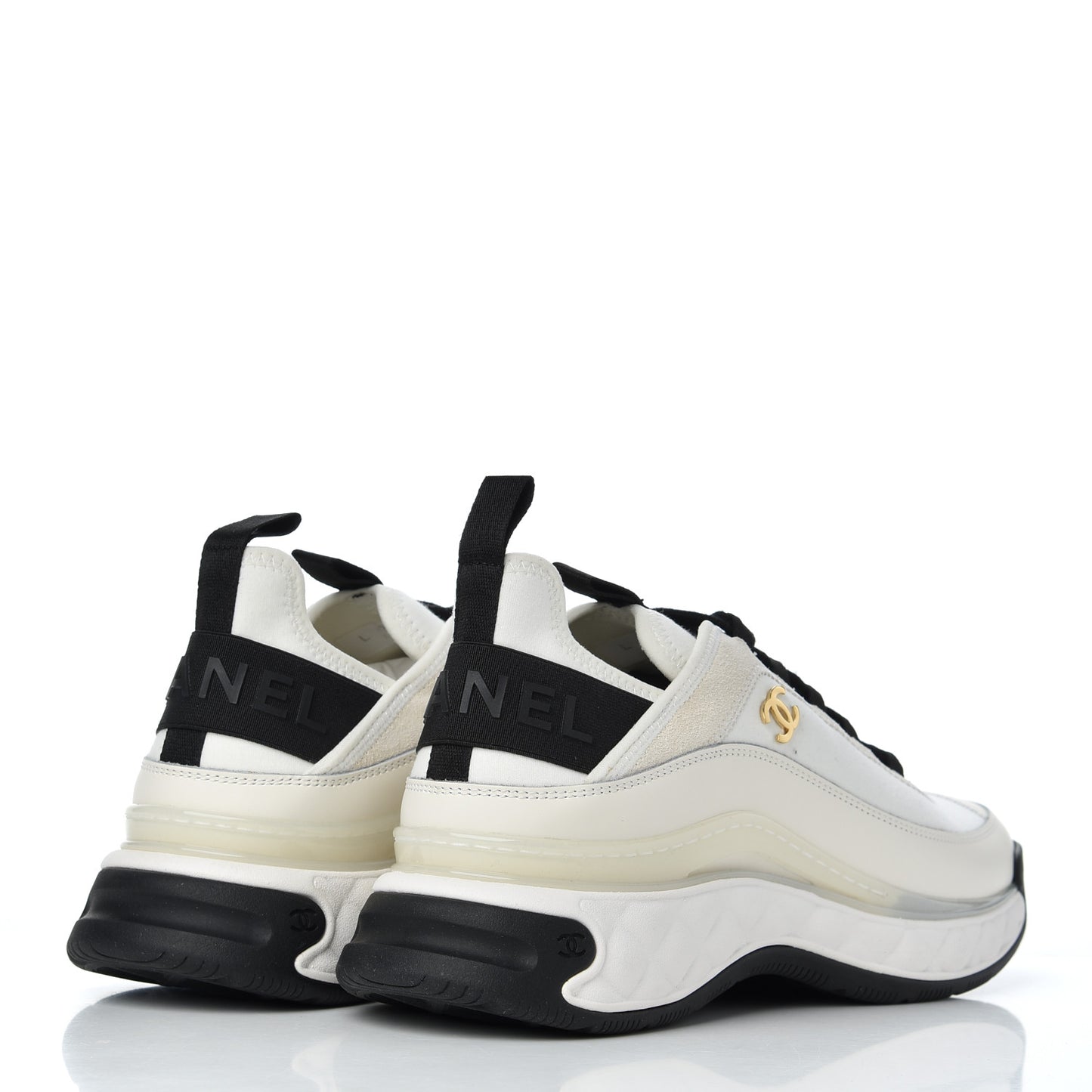 Velvet Calfskin Mixed Fibers CC Sneakers 39 Ivory Black