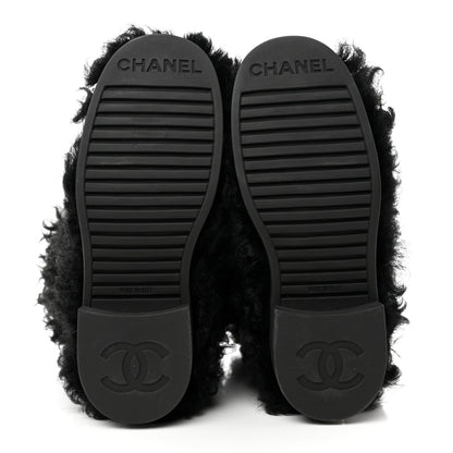 Chanel Shearling Sheepskin High Boots 36.5 Black 6 of 10