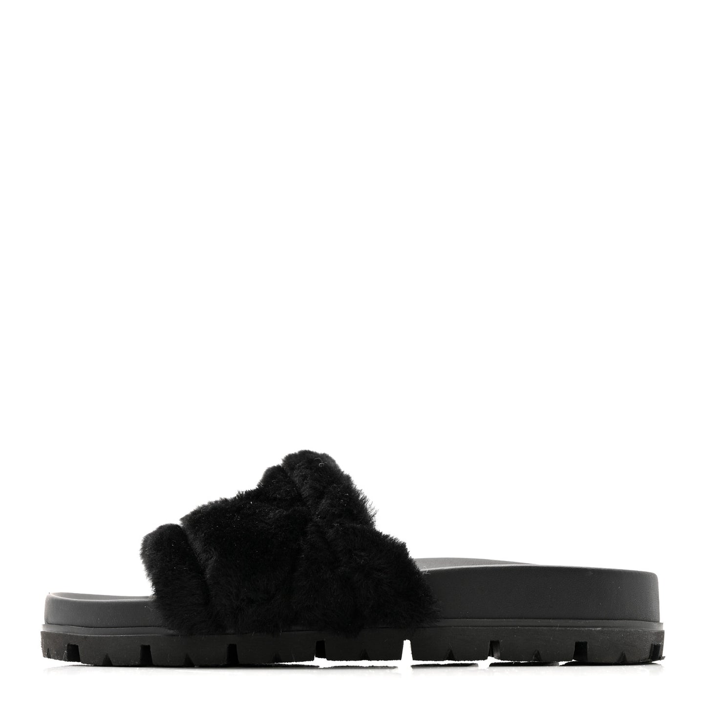Montone Metal Triangle Logo Lug Sole 20mm Slide Sandals 35 Black
