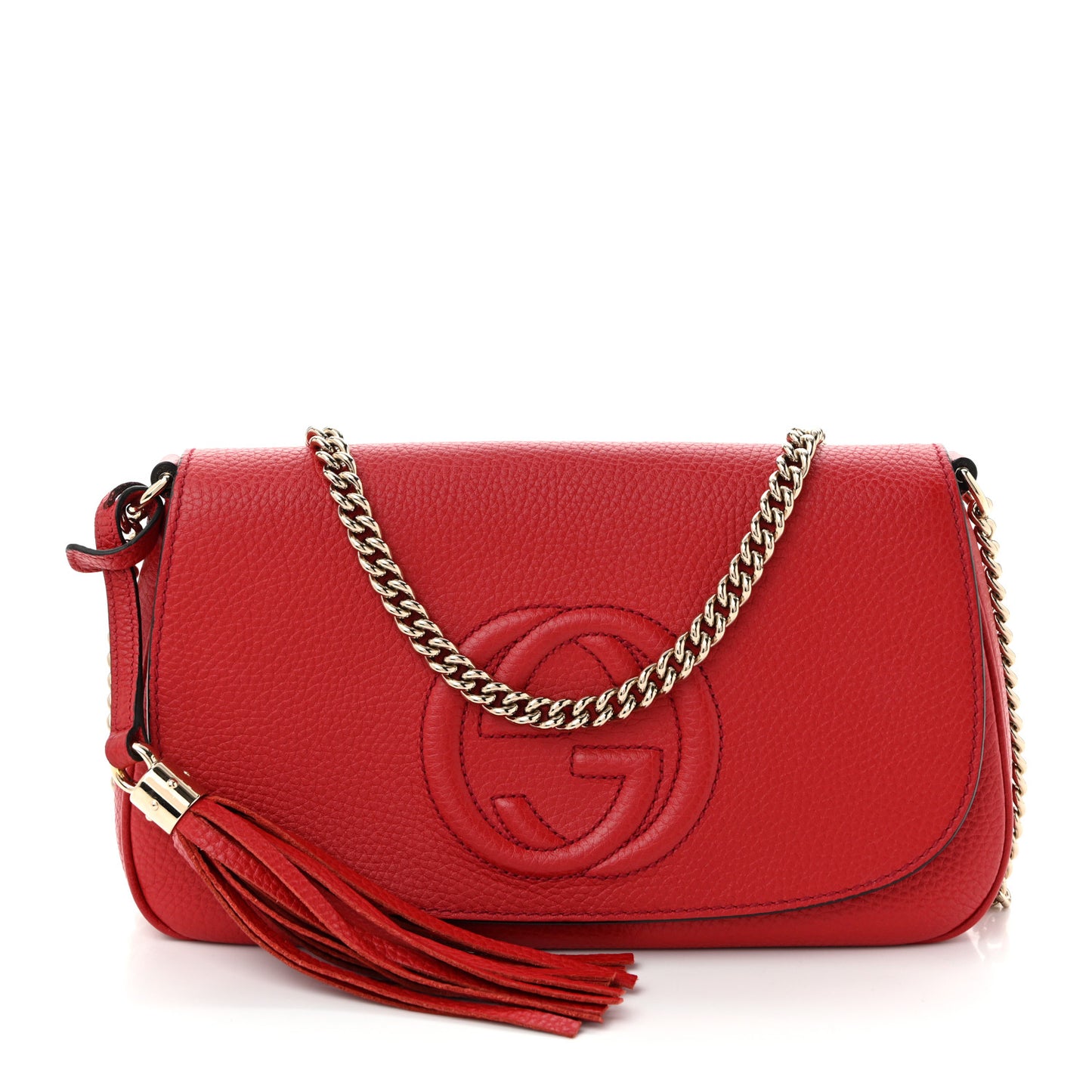 Pebbled Calfskin Medium Soho Flap Crossbody Vibrant Red
