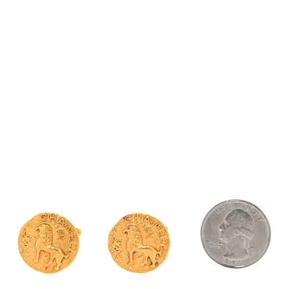 Chanel Round Lion Cufflinks Gold 2 of 4