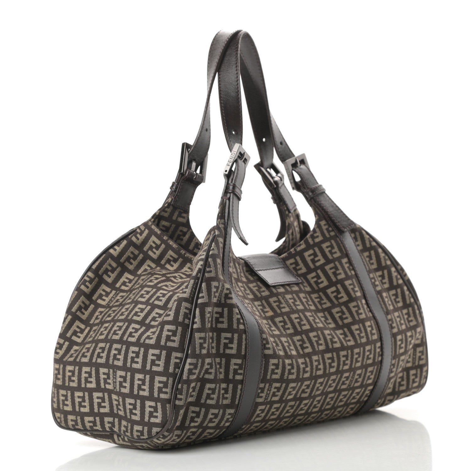 Fendi Zucchino Vitello Shoulder Bag Testa di Moro Beige 3 of 12