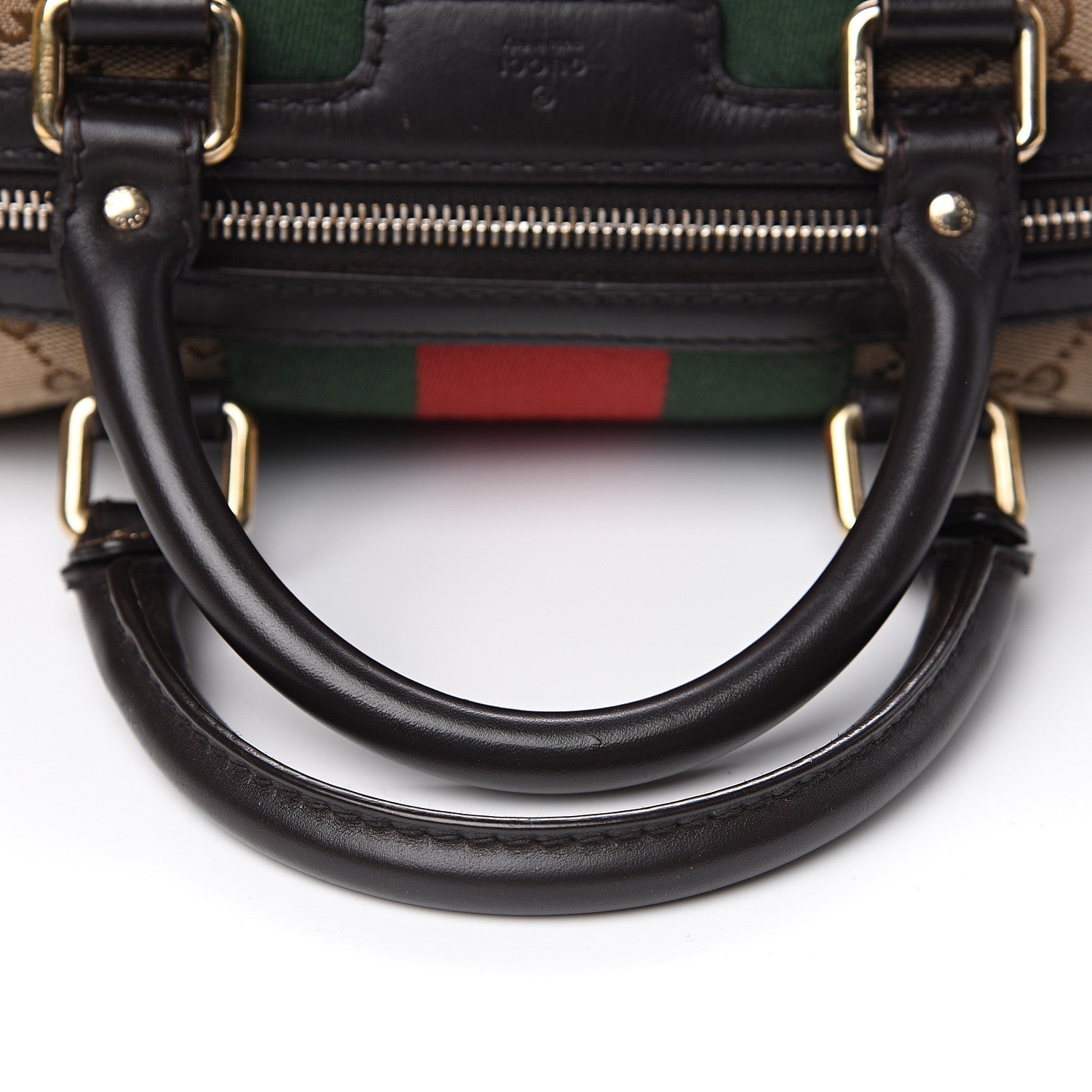 Gucci Monogram Vintage Web Medium Boston Dark Brown 9 of 12