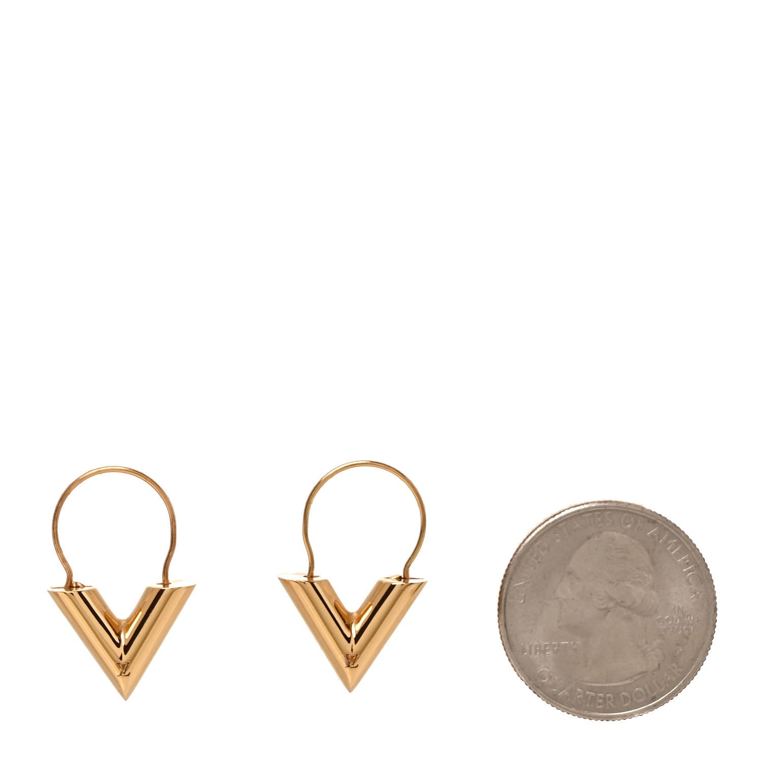 Louis Vuitton Brass Essential V Hoop Earrings Gold 2 of 4