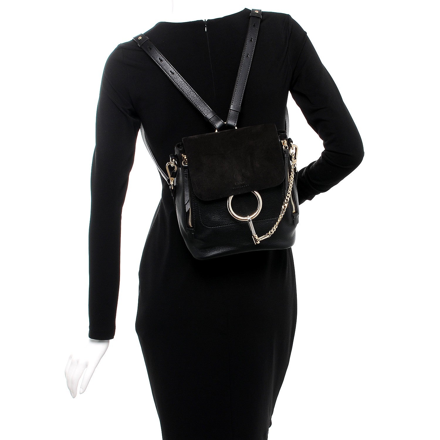 Chloe Suede Calfskin Small Faye Backpack Black 2 of 7