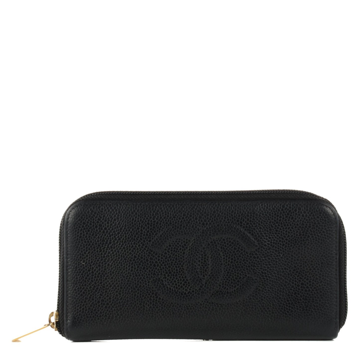 Caviar Large Timeless CC Zip Around Wallet Black