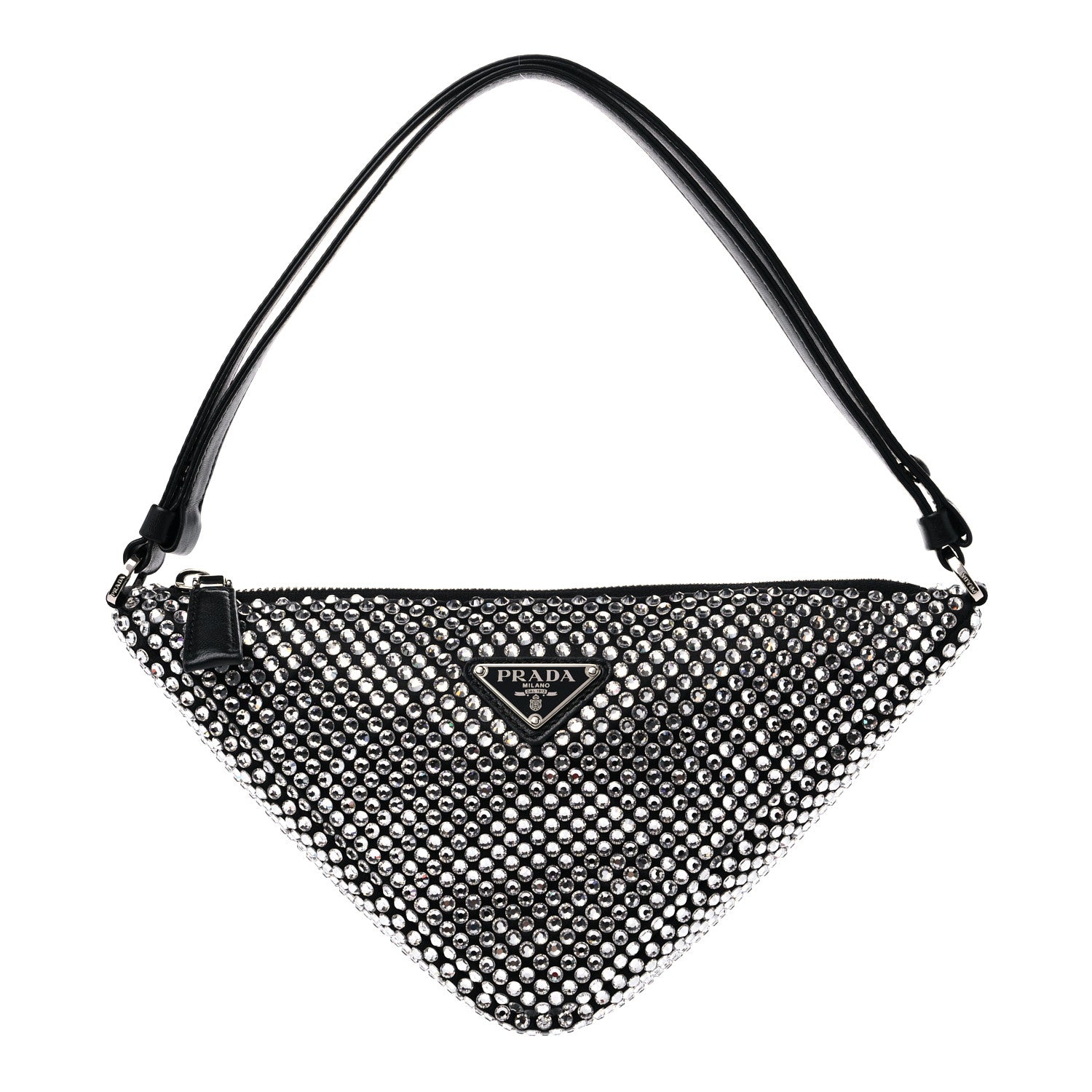 Prada Satin Crystal Triangle Pouch Black 1 of 10