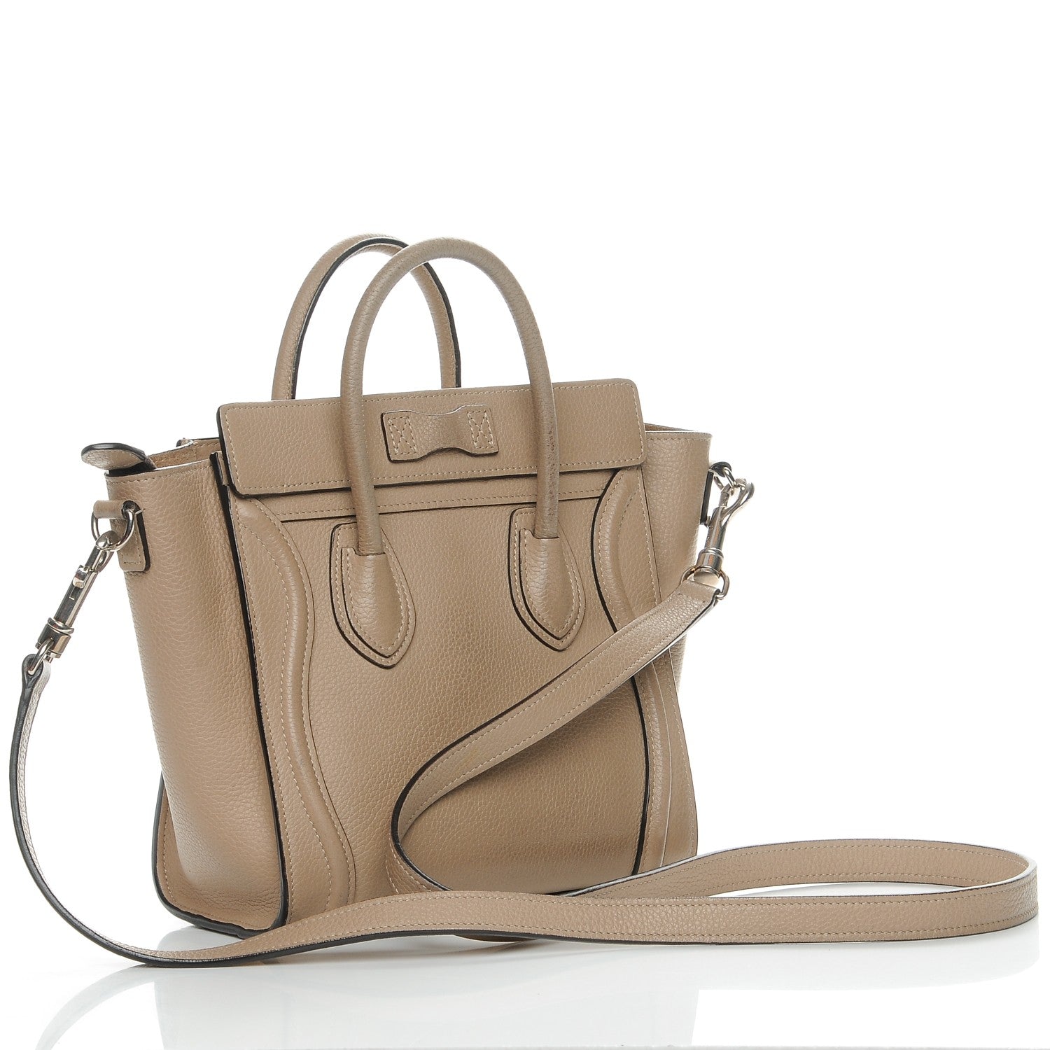 Celine Drummed Calfskin Nano Luggage Dune 3 of 8