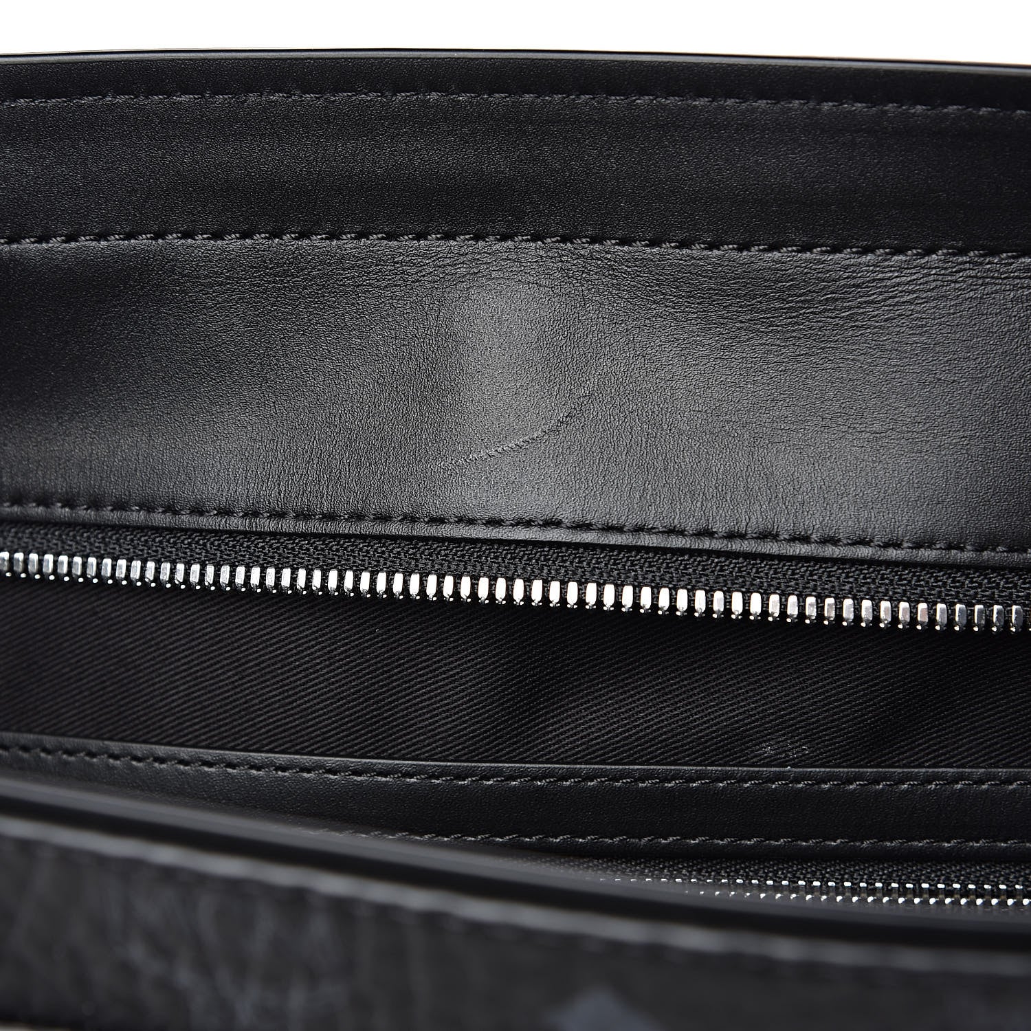 MCM Metallic Visetos Striped Medium Anya Shopper Tote Black Silver 11 of 11