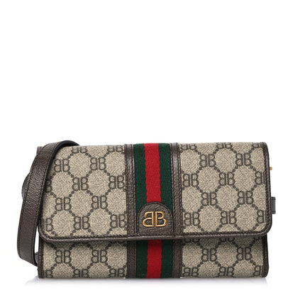 Gucci X BALENCIAGA BB Monogram Web Ophidia Crossbody Wallet Beige New Acero 1 of 14