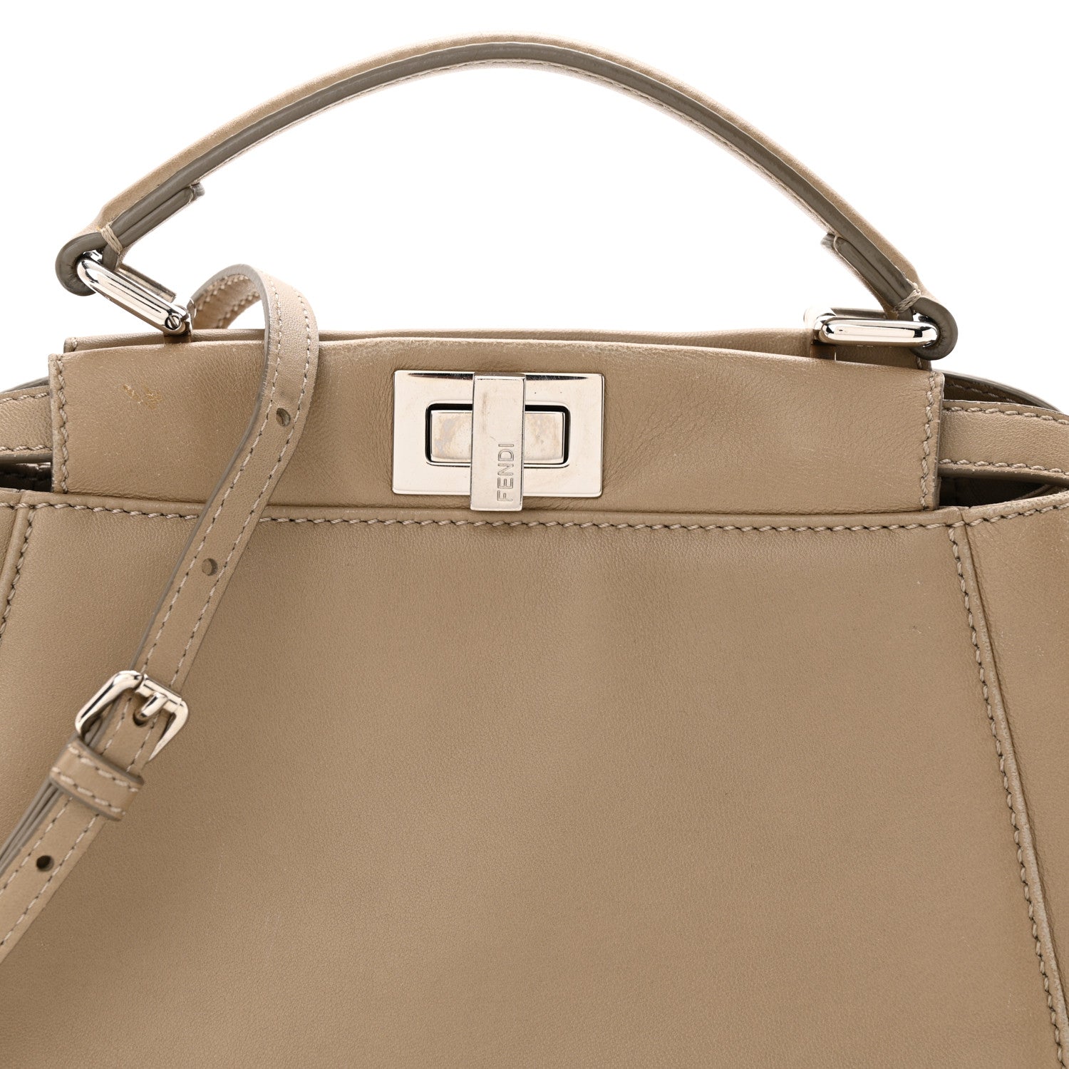Fendi Nappa Mini Peekaboo Iconic Satchel Tortora 8 of 14