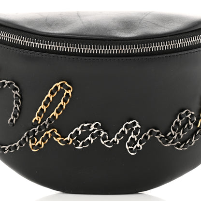 Chanel Calfskin Chain 20s Signe Waist Bag Black 8 of 11