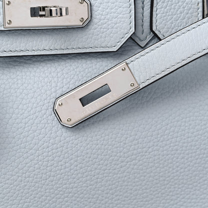 Hermes Taurillon Clemence Birkin 30 Bleu Pale 11 of 12