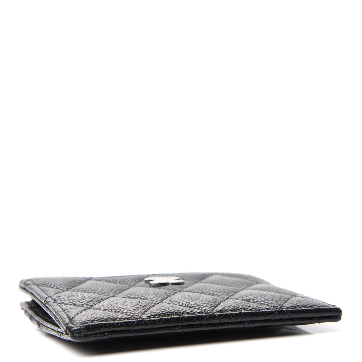 Caviar Quilted CC Zip Card Holder Black