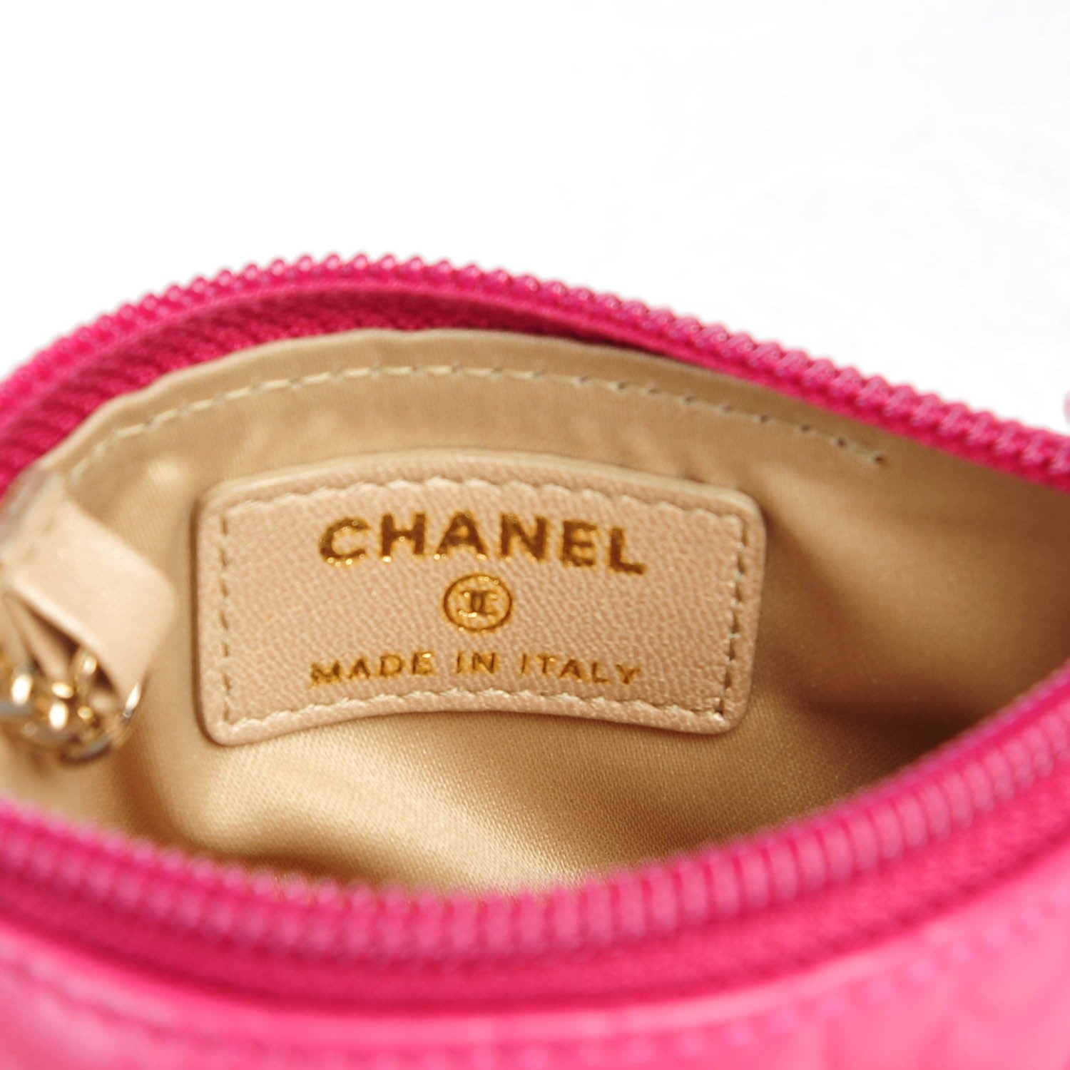Chanel Lambskin Camellia Embossed Key Holder Case Fuchsia 6 of 7