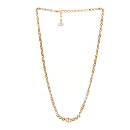 Christian Dior Crystal CD Chain Necklace Gold 3 of 4