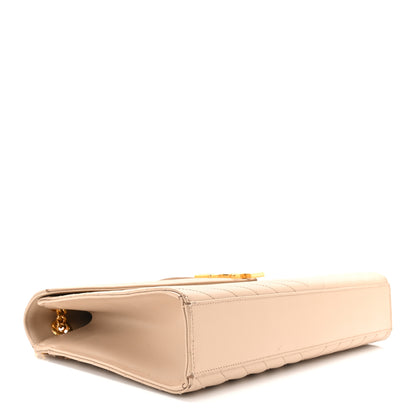 Saint Laurent Grain De Poudre Matelasse Chevron Large Monogram Satchel Dark Beige 4 of 10