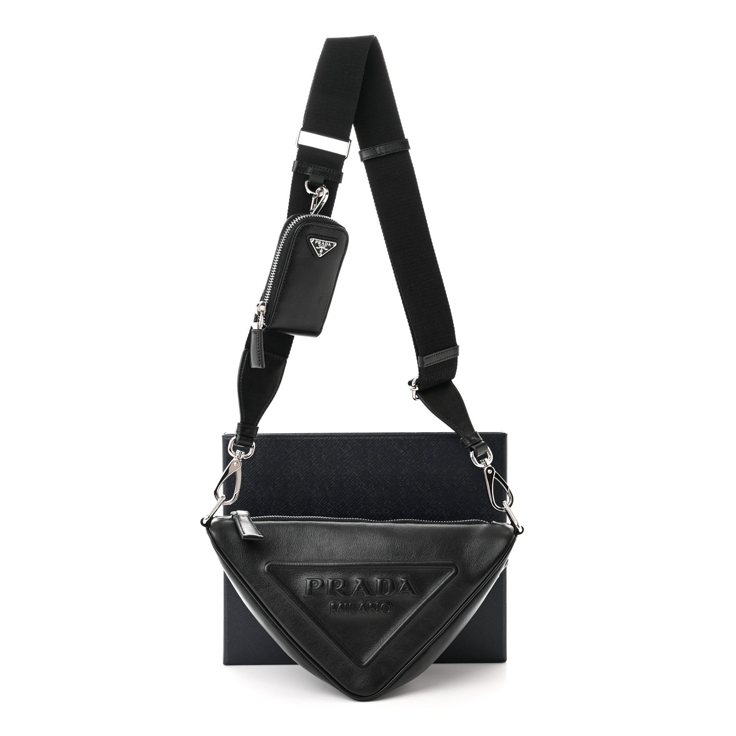 Prada Grace Lux Triangle Shoulder Bag Black 11 of 11