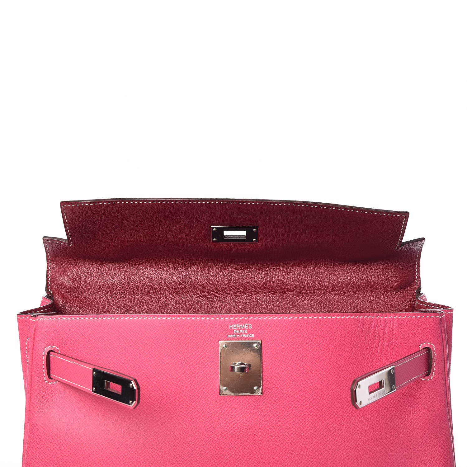 Hermes Epsom Candy Kelly Retourne 32 Rose Tyrien Rubis 11 of 40
