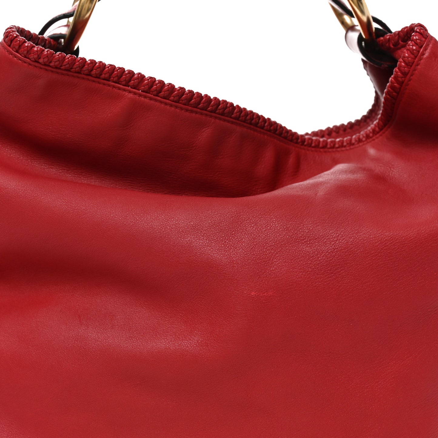 Calfskin Large Horsebit Chain Hobo Red
