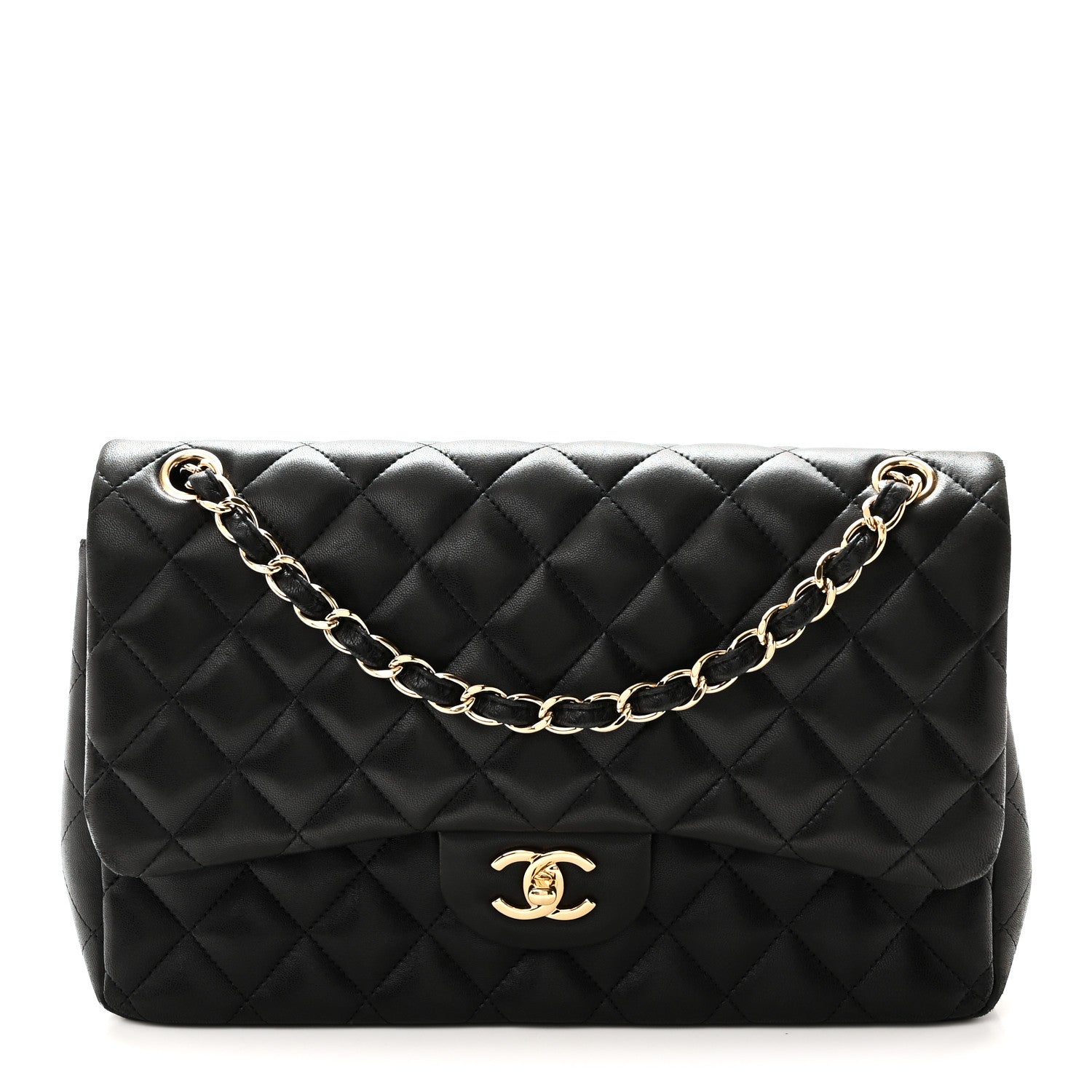 Chanel Lambskin Quilted Jumbo Double Flap Black 1 of 10