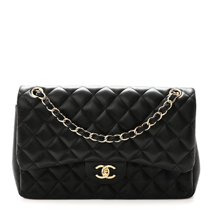 Chanel Lambskin Quilted Jumbo Double Flap Black 1 of 10