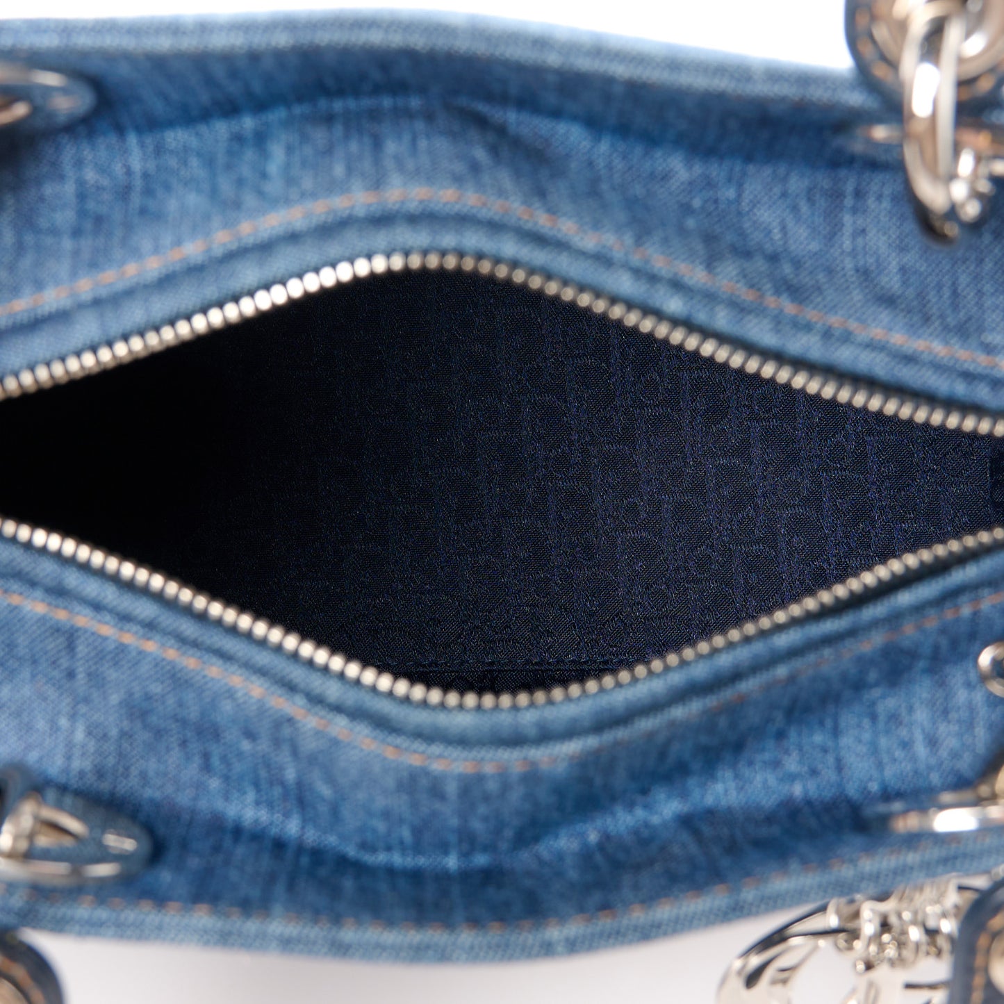 Denim Crystal Medium Lady Dior Blue