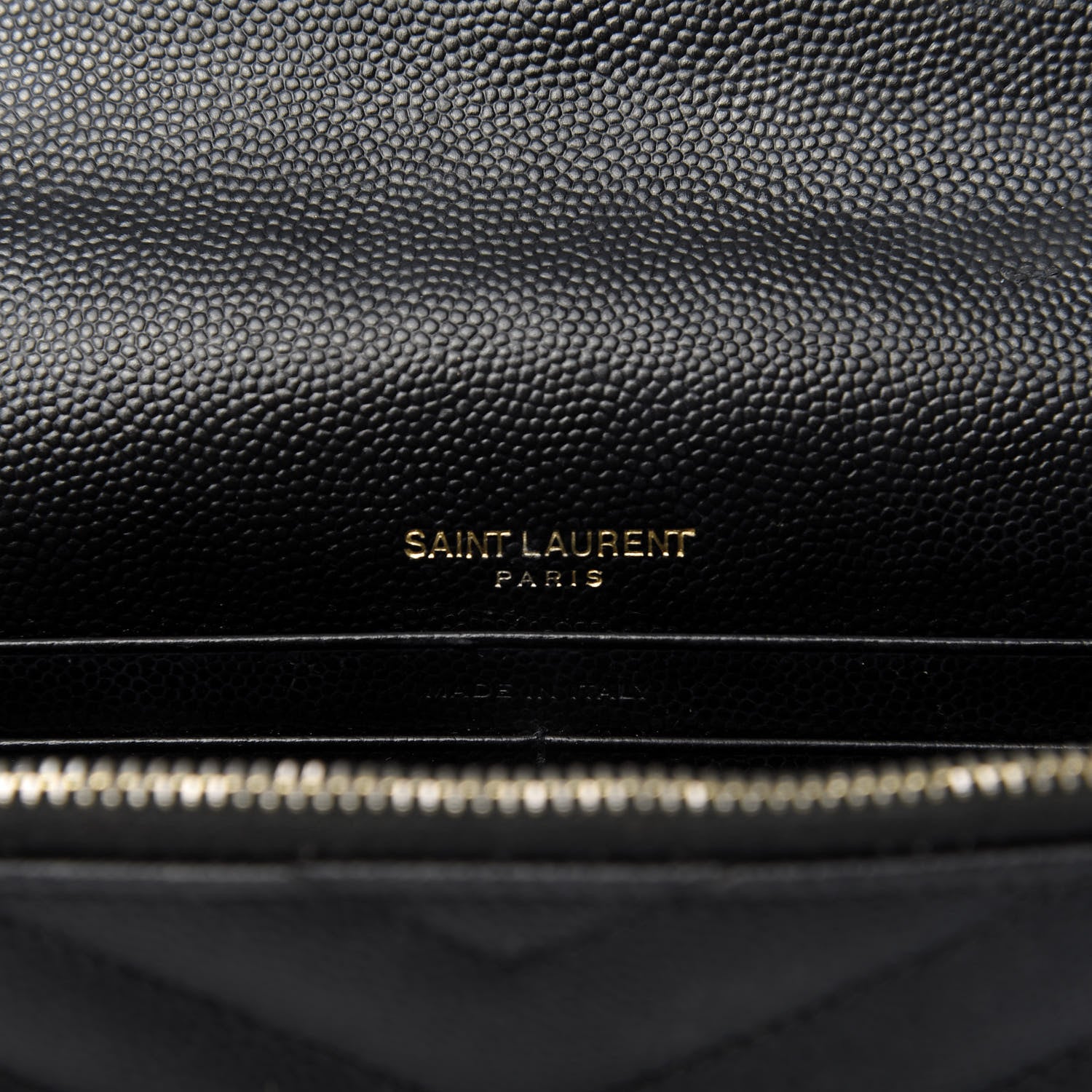 Saint Laurent Grain De Poudre Matelasse Chevron Monogram Chain Wallet 8 of 10