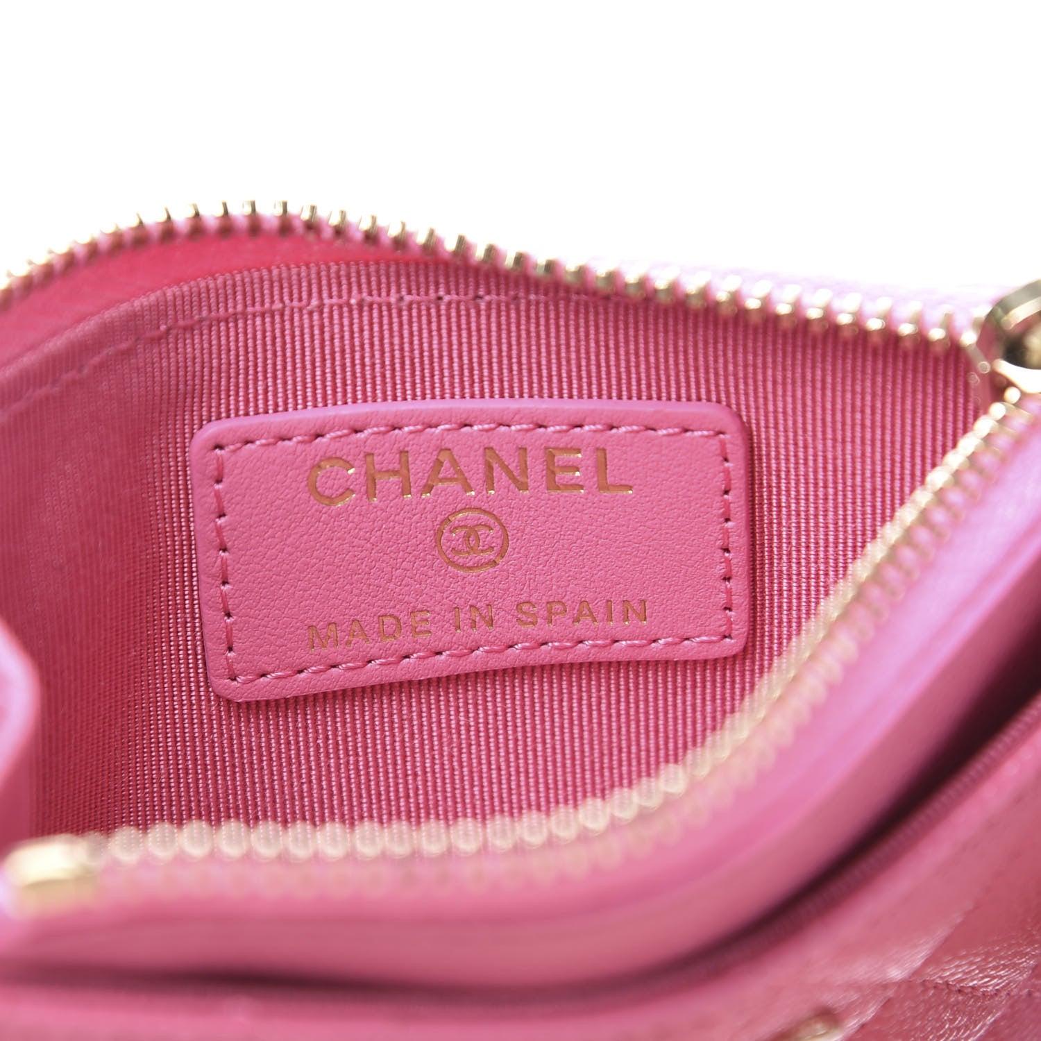 Chanel Caviar Quilted CC Zip Card Holder Pink 6 of 8
