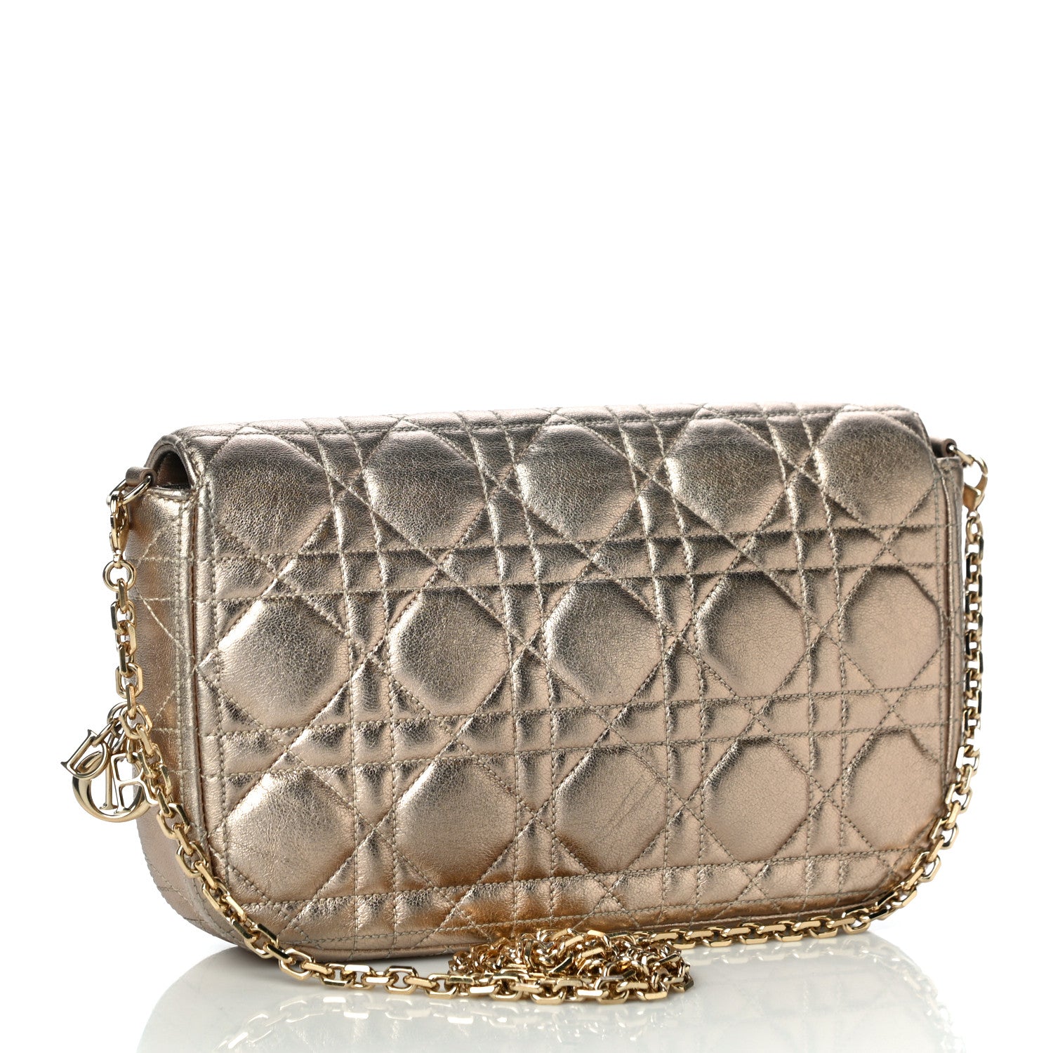 Christian Dior Metallic Lambskin Cannage Miss Dior Promenade Pouch Gold 3 of 12