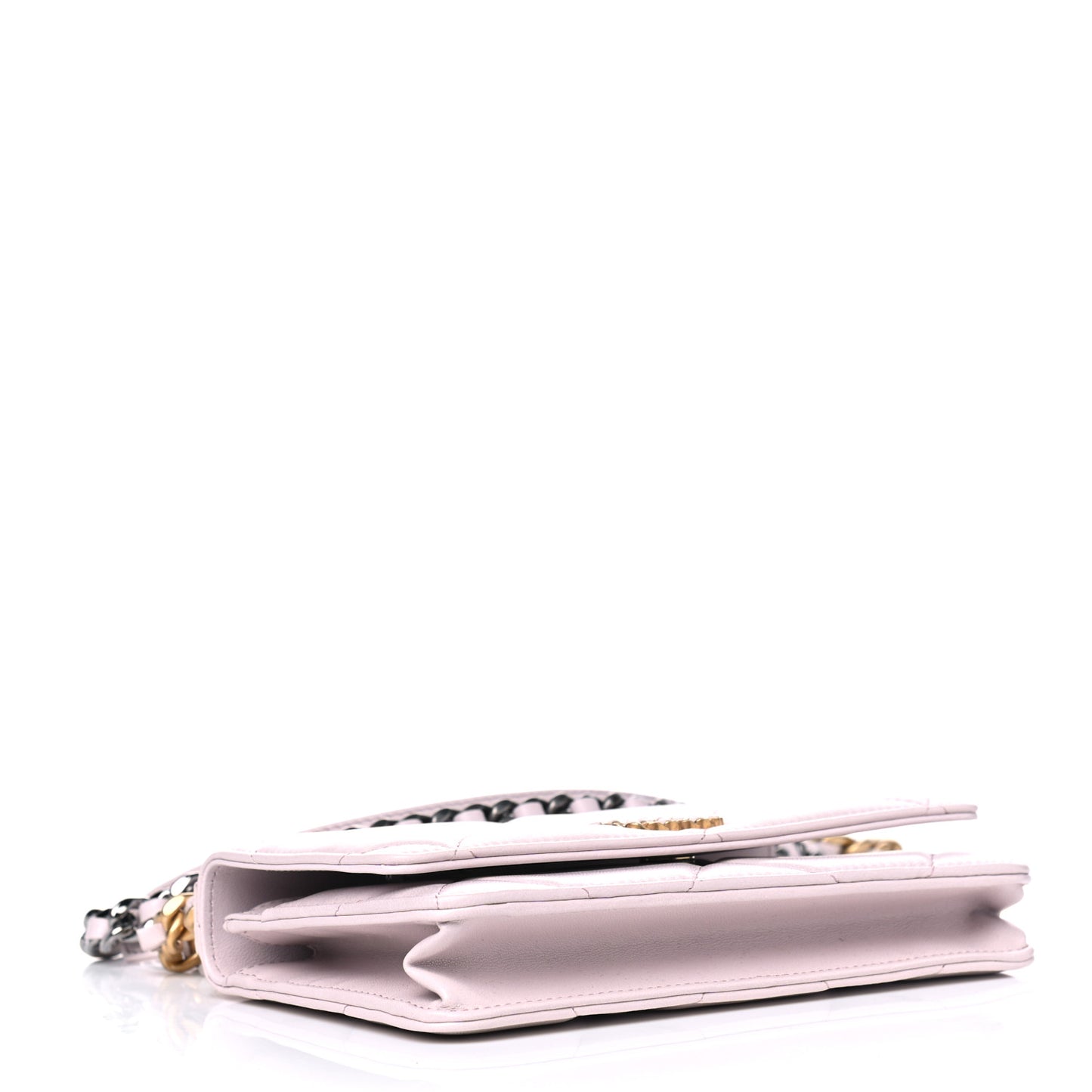 Lambskin Quilted Chanel 19 Wallet On Chain WOC Light Purple