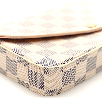 Louis Vuitton Damier Azur Pochette Felicie Chain Wallet Rose Ballerine 8 of 9