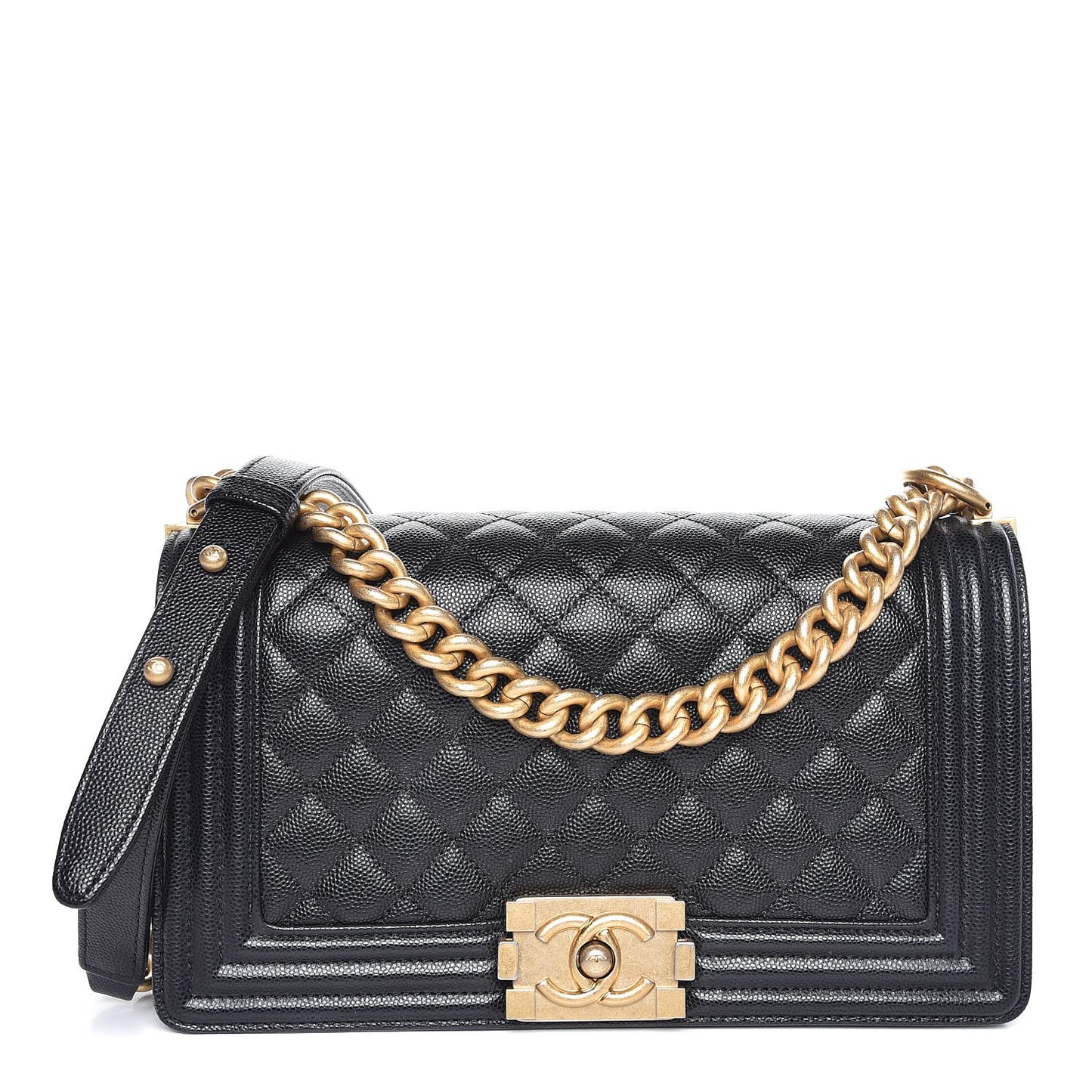 Caviar Quilted Medium Boy Flap Black