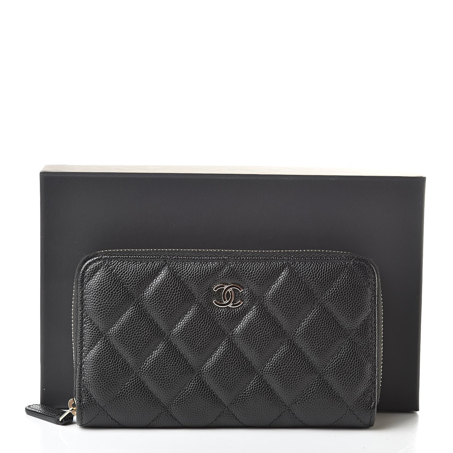 Chanel Caviar Quilted Small Zip Around Wallet Black 9 of 9