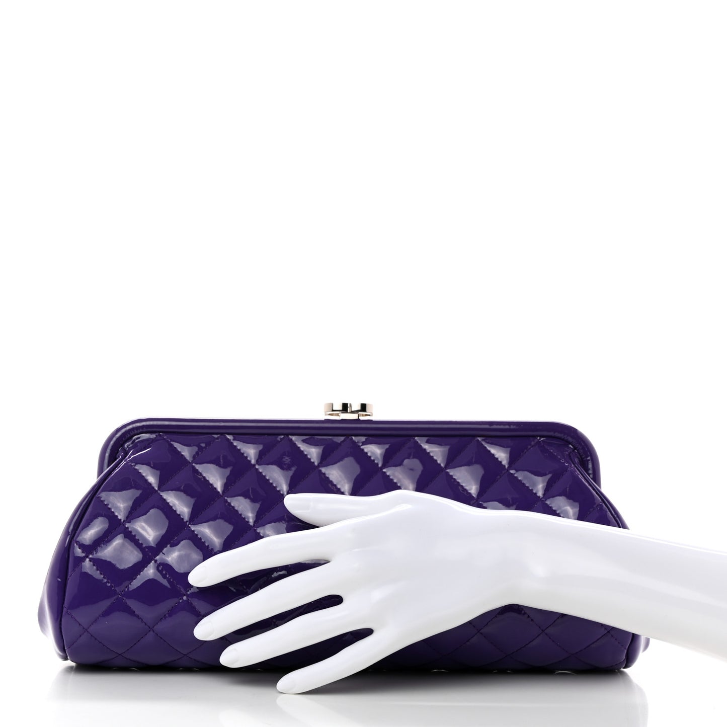 Patent Quilted Timeless Clutch Purple