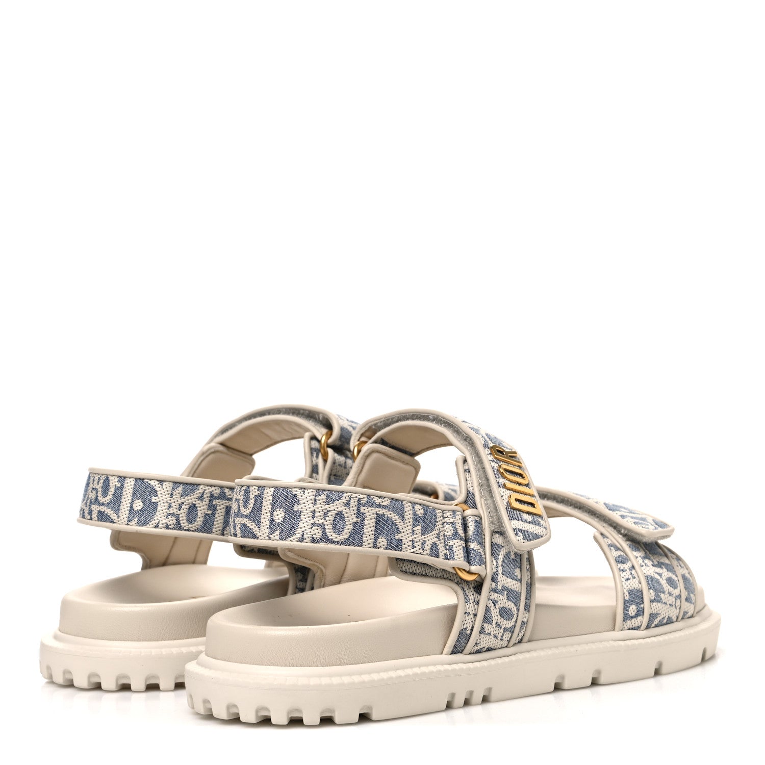 Christian Dior Oblique Raffia Chambray Jacquard Dioract Sandals 41 Blue Ecru 5 of 12