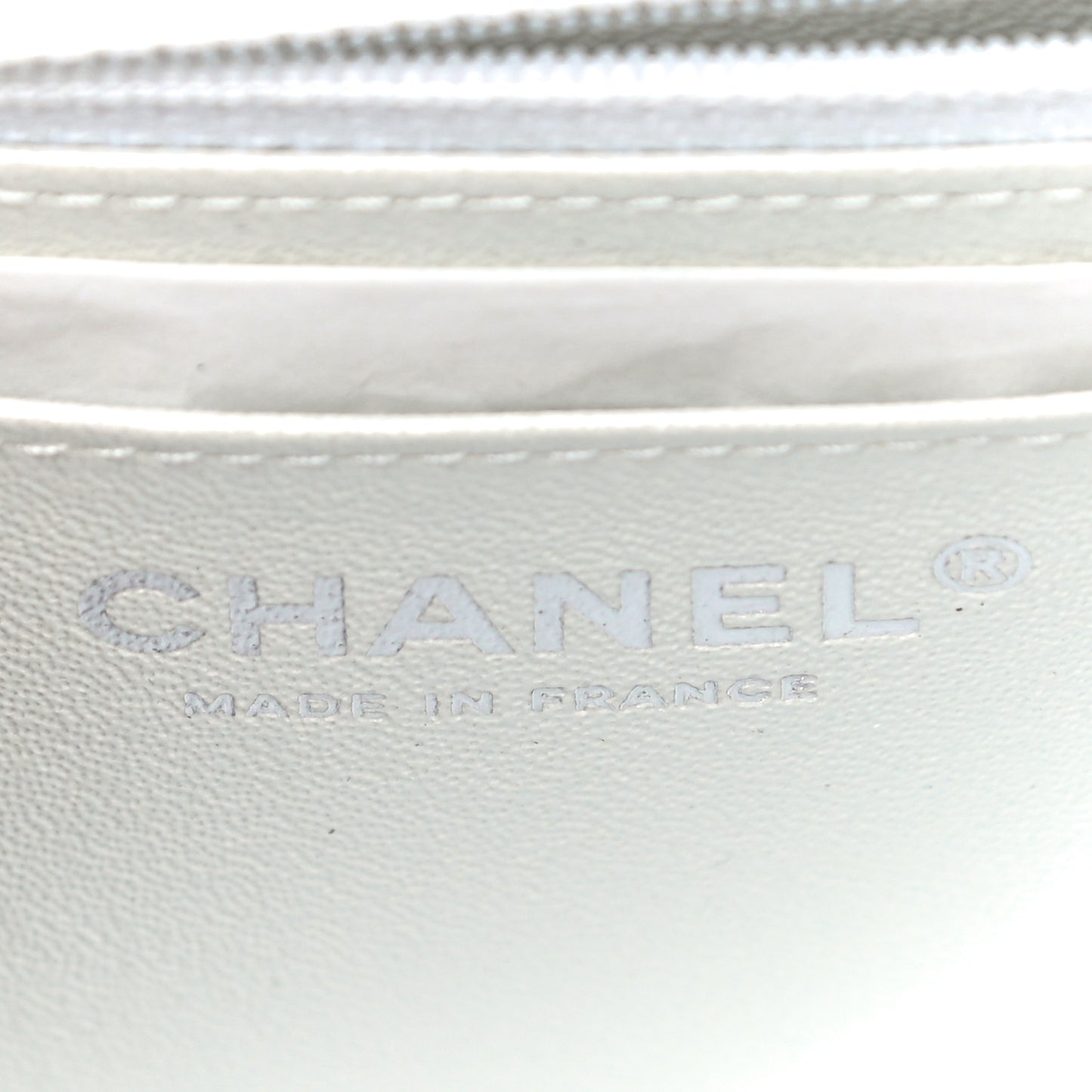 Iridescent Crumpled Calfskin Quilted Mini Rectangular Flap White