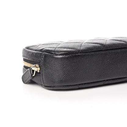 Chanel Caviar Quilted Small Curvy Pouch Cosmetic Case Black 5 of 10