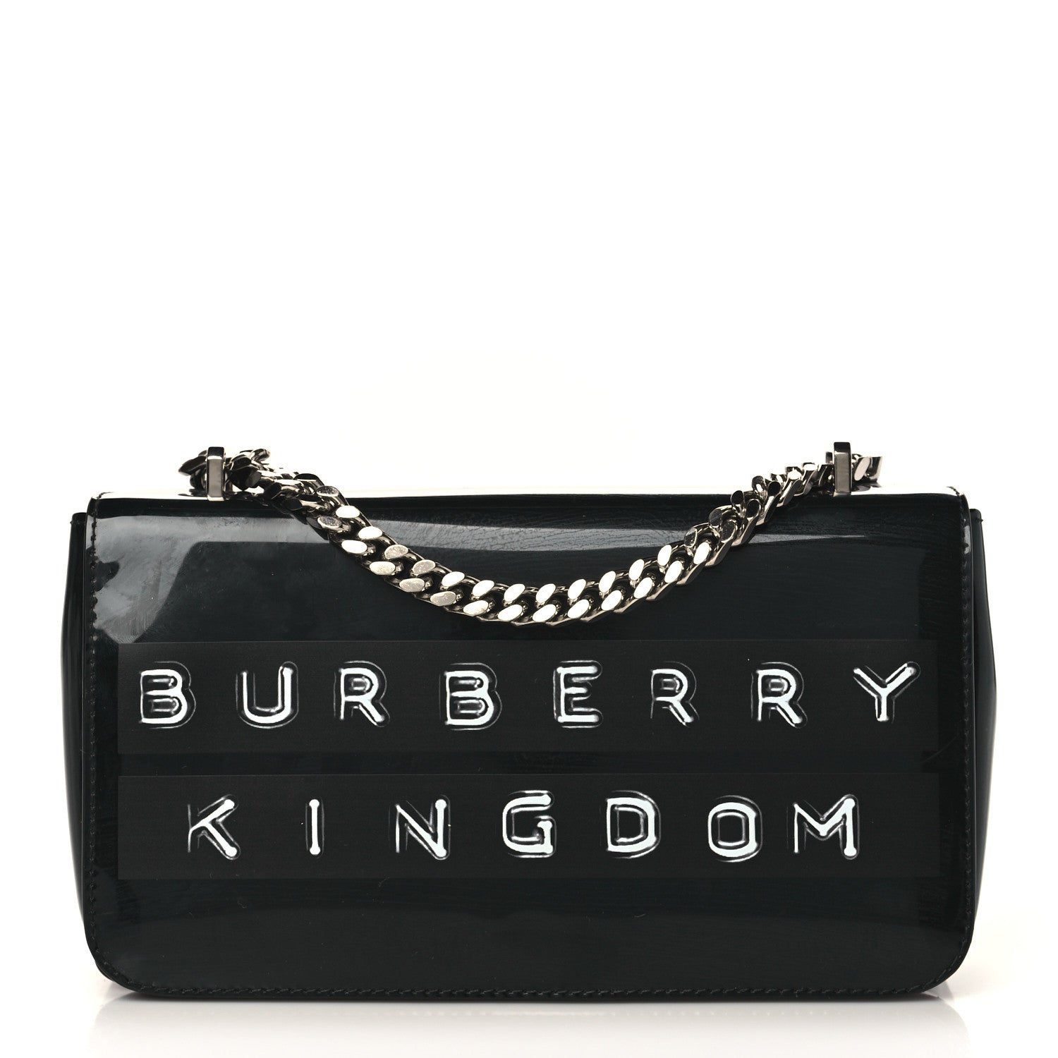 Burberry Patent Kingdom Flap Crossbody Black 1 of 9