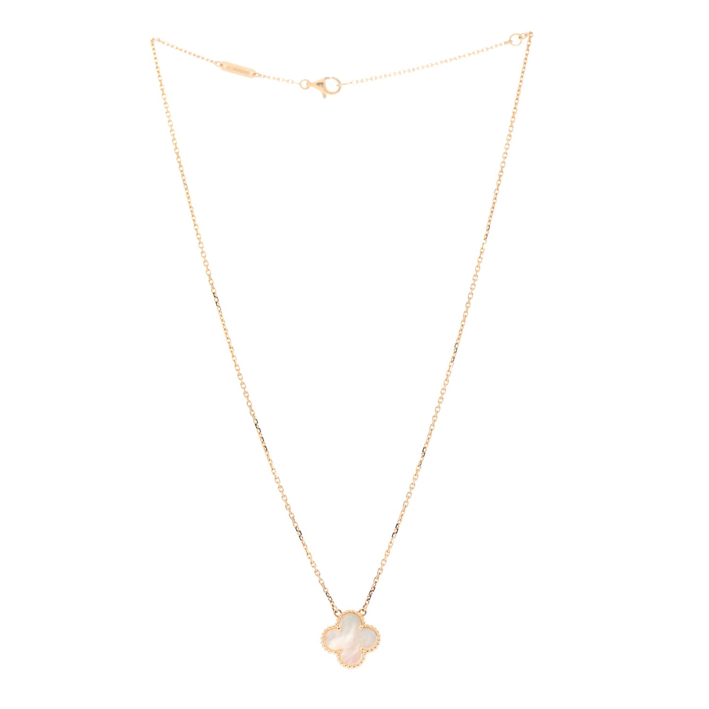 18K Yellow Gold Mother of Pearl Vintage Alhambra Pendant Necklace