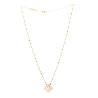 Van Cleef & Arpels 18K Yellow Gold Mother of Pearl Vintage Alhambra Pendant Necklace 3 of 6