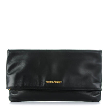 Saint Laurent Smooth Calfskin Letters Fold-Over Clutch Black 1 of 7